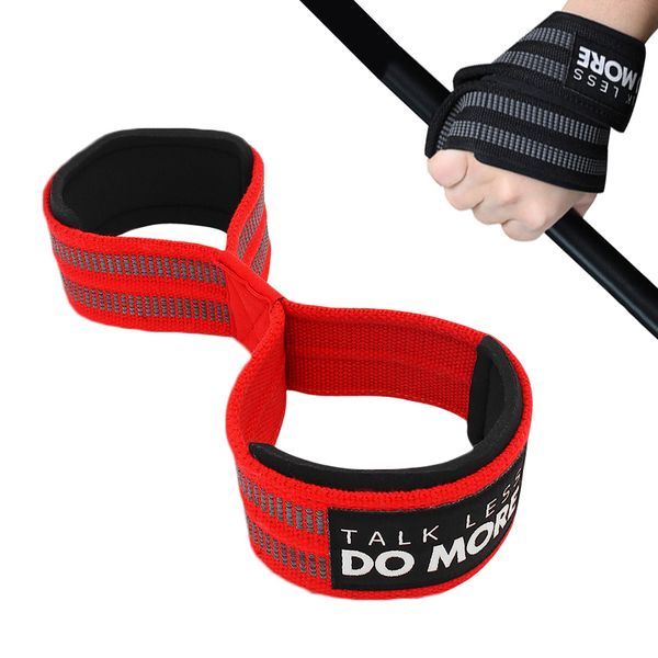 

2pcs figure 8 weightlifting straps lifting straps deadlift wrist strap/wristband for pull-ups bar powerlifting gym fitness body, Black;red