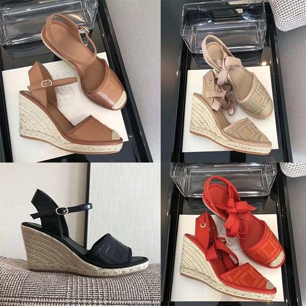 

classic leather wedge high heels women's shoes designer shoes women's sandals dress shoes classic trend slippers shoe10 fen07, Black