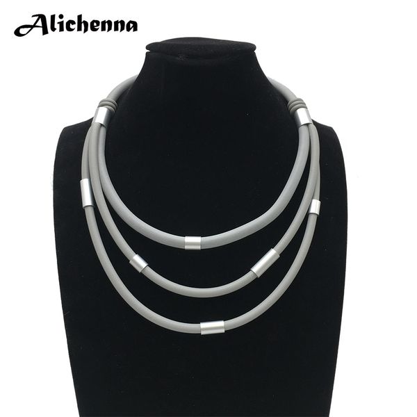 

four colors optional fashion jewelry torques necklace boho punk office style leather rope short necklace statement magnet buckle, Silver