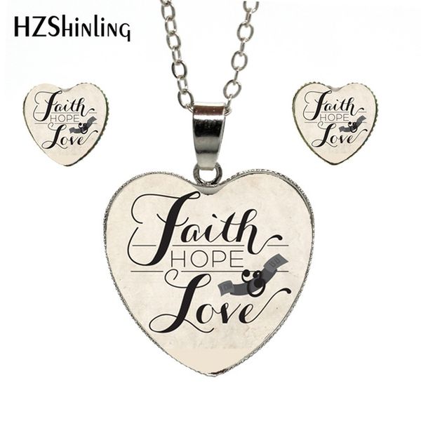 

fashion fresh and lovely style quotes faith hope love silver alloy hand craft heart jewelry set gifts for women accessories, Slivery;golden