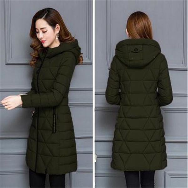 

fashion women quilted cotton women's long hooded cotton padded jacket winter plus size 6xl clothes warm down parkas 820, Black