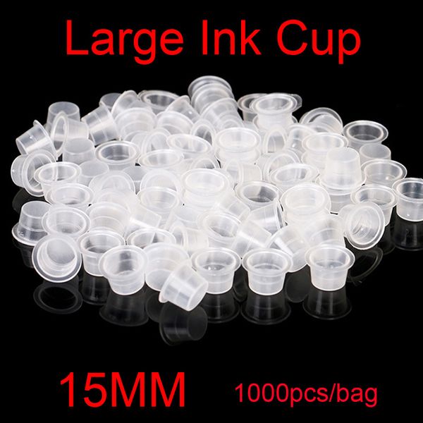 

1000pcs large size 15mm white tattoo ink cups for tattoo gun needle ink tips grips kits