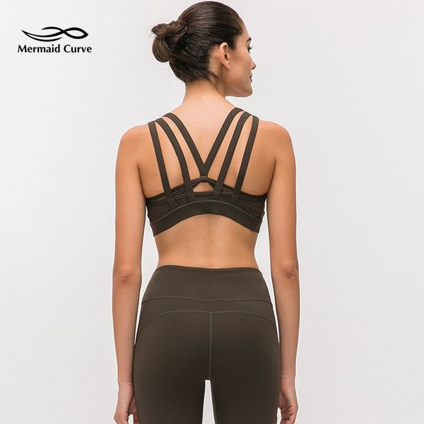 

mermaid curve new full cups quakeproof sports bras women multi shoulder strap fitness bra women gym training sweat-wicking bra, White;black