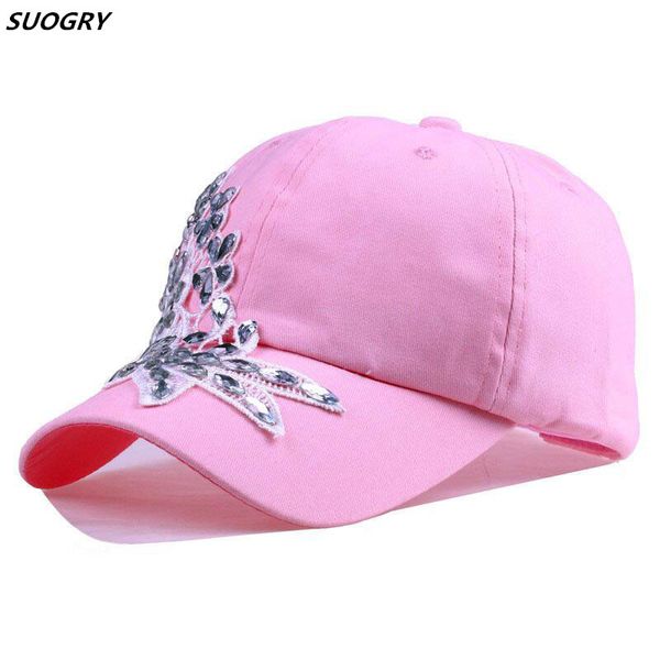 

suogry brand baseball cap with flower canvas snapback caps for women female cap hat rhinestone denim, Blue;gray