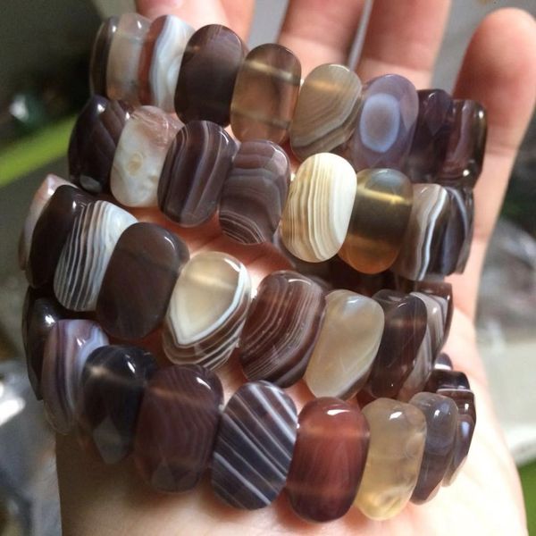 

natural botswana agate/sardonyx stone beads bracelet natural gemstone bangle jewelry for woman for gift wholesale, Golden;silver