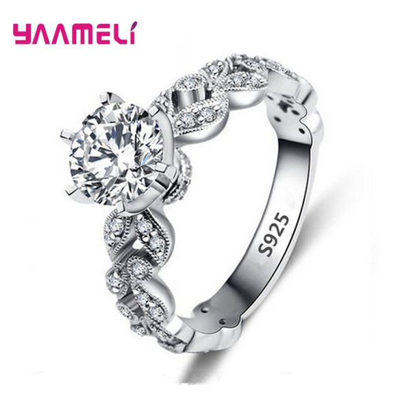 

new 925 sterling silver ring high grade cutting cz cubic zircon leaf design charming finger decoration jewelry for women female, Golden;silver