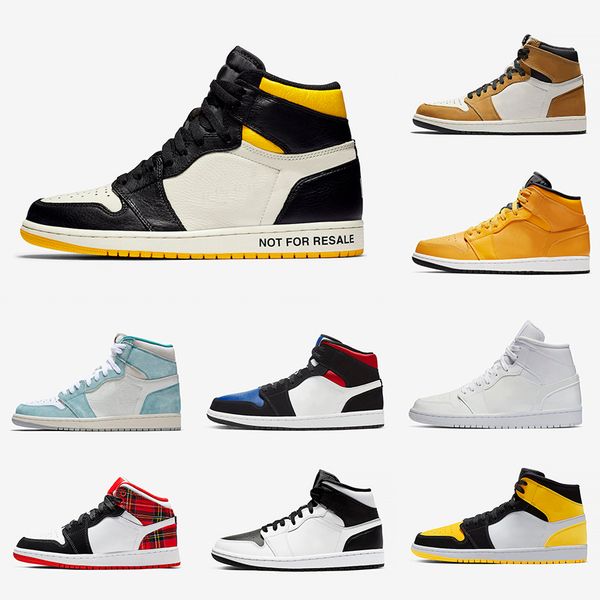 

Not For Resale 1 Yellow Toe 1s Men Basketball Shoes Obsidian Hot Punch White Plaid What The Pine Green mens Sports sneakers