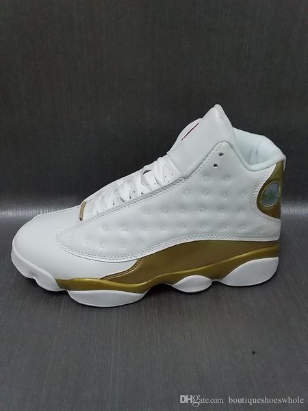 

wholesale 13 dmp mens basketball shoes 13s 14 dmp in gold white sneakers size us 8-13 come with box, Black