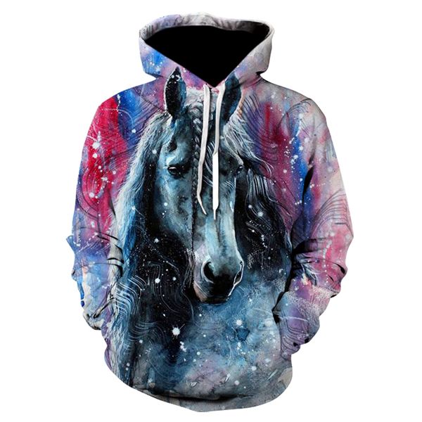 

tessffel animal strong horse art color hoodie casual home 3d printed sweatshirt fashion creative jacket pullover hoodie, Black
