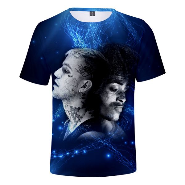 

xxxtentacion and lil peep 3d tshirt rap singer men t-shirt funny xt tee hip-hop o-neck short sleeve summer streetwear, White;black