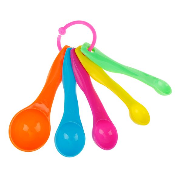 

bake Tools 5PCS/Set Plastic Measuring Spoons Mini Size Colorful 2 Scale (1/2.5/5/7.5/15) g/ml Coffee Spoon