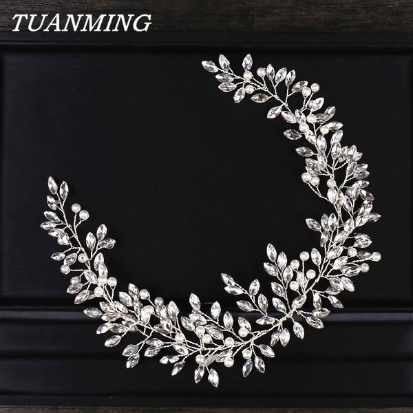 

rhinestone pearl headbands for women hair ornaments wedding hair band bridal pearl crystal accessories tiaras head jewelry, Golden;white