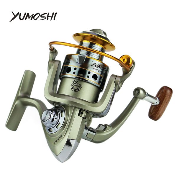 

yumoshi wheels fish spinning fishing reel 5.5:1 12bb lc 1000-7000 series spinning wheel type sea rock lure fishing casting peche
