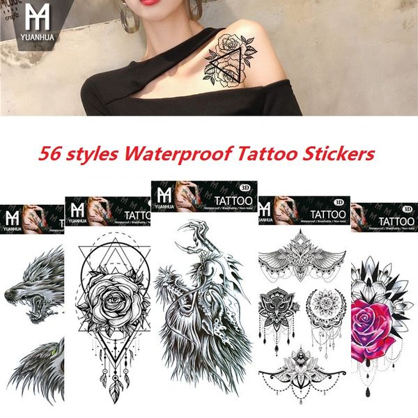 Wasserdicht Temporäre Tattoos Aufkleber Traumfänger Feder Totem Blume Fake Flash Tattoo Aufkleber Körperkunst für Männer Frauen