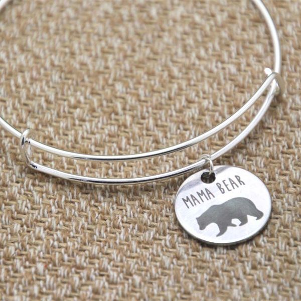 

mama bear charm bracelet bangles silver tone mother's day gift christmas gift, Golden;silver