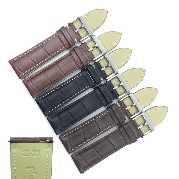 

genuine leather watchbands 18mm 19mm 20mm 21mm 22mm 24mm watch band strap belt pin buckle quick release raw ear, Black;brown