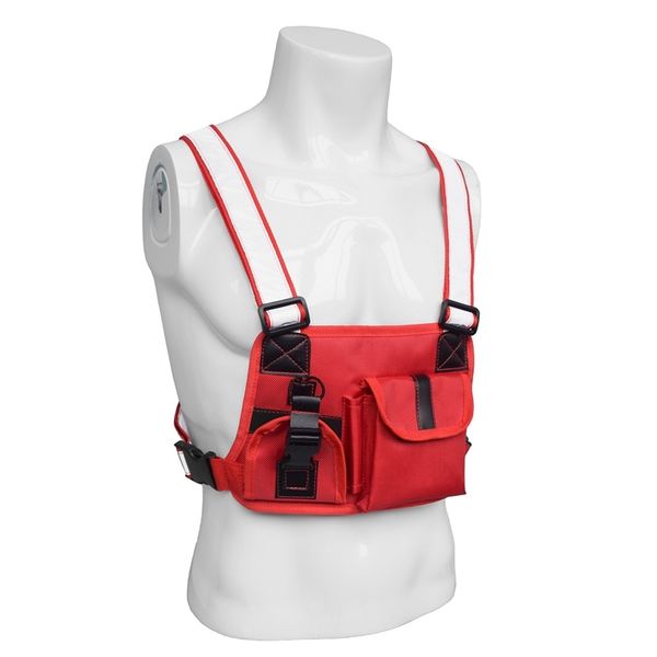 

2 pcs outdoor vest wireless caller two way radio jacket bright radio chest harness chest protect gear, red +black +white & black running jer, Black;blue