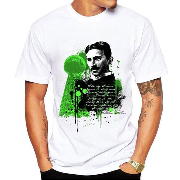 

ученый тесла переоснащение будет окружать футболка мужская одежда с коротким рукавом печати белый популярный пиджак, White;black