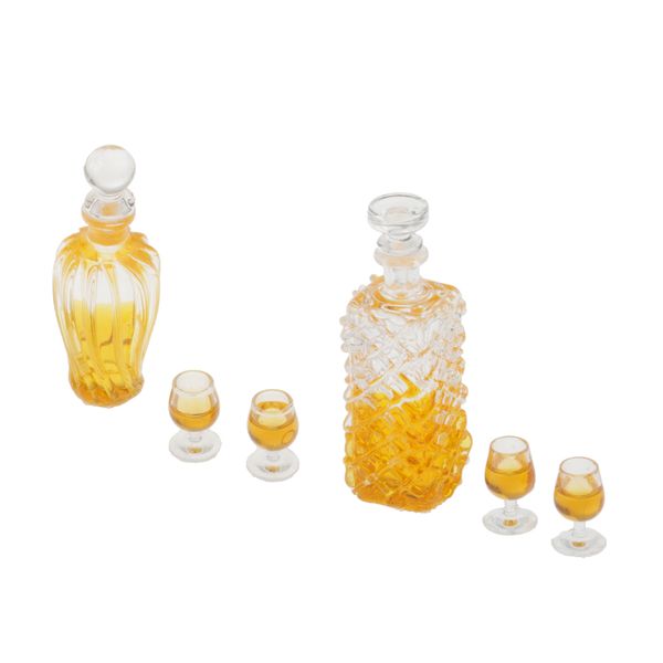 

dollhouse wine bottles and cups set - miniature accessoriesfor 1:12 scale dollhouses, wine bottle set for dolls