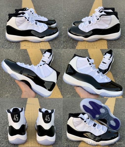 

new concord 45 mens basketball shoes 11 11s black white 378037-100 women fashion trainer sports shoes 5.5-13 with box ing