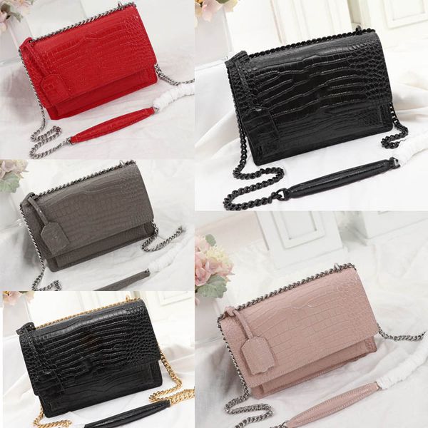 Bolsas de mão de luxo de alta qualidade bolsas estilo crocodilo bolsa com aba SUNSET CHAIN CARTEIRA feminina bolsa de ombro com corrente designer de moda bolsa tiracolo