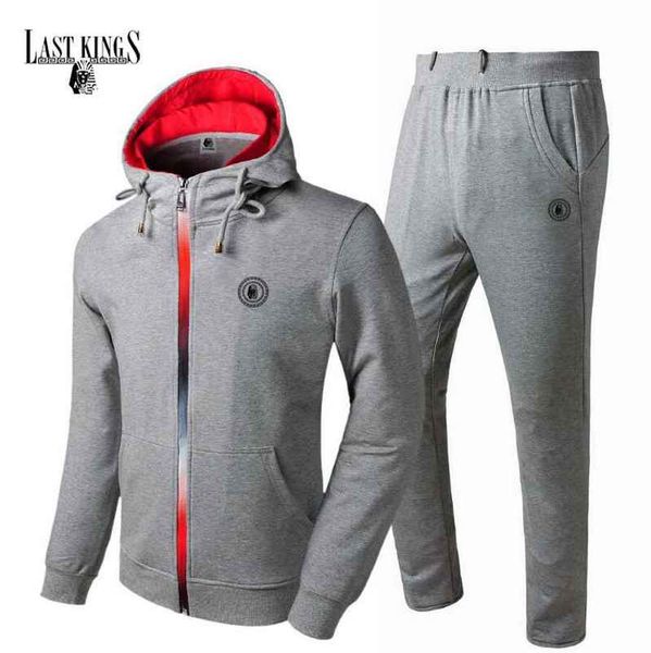 

667g fashion style men's sweat zipper suit outdoor hip hop clothing casual sportswear,s-3xl, Gray