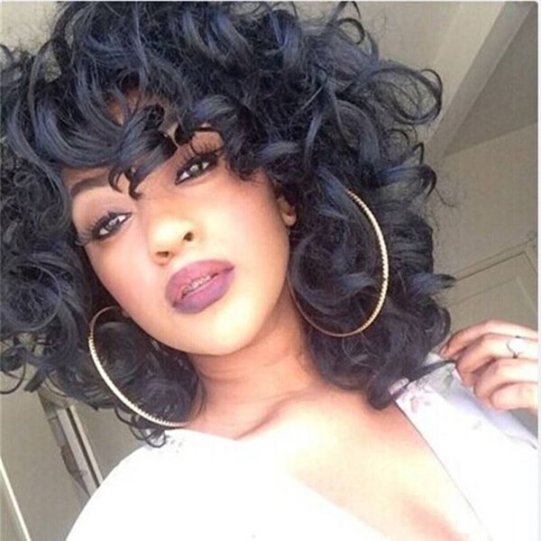 Natural Black Short Curly Hair Wigs For Black Women Afro Wig
