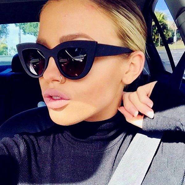 

curtain new sunglasses women vintage cat eye retro women's glasses protection sun glasses ladies uv400 zonnebril wild joker, White;black