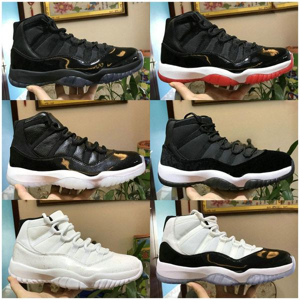 

new jumpman 11 space jam cushion mens kids basketball shoes 96 night bred black gold 11s leather trainers sneakers