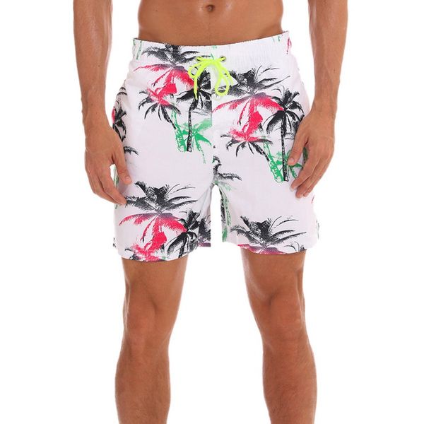 

adisputent 2019 summer 1 piece swim trunks printed swimming shorts quick dry beach shorts men swimwear sports board, White;black