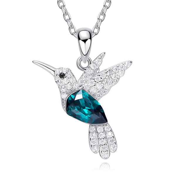 

yaximan silverage 925 sterling necklace crystals from austria forest bird cocktail party lady mother gift, Silver