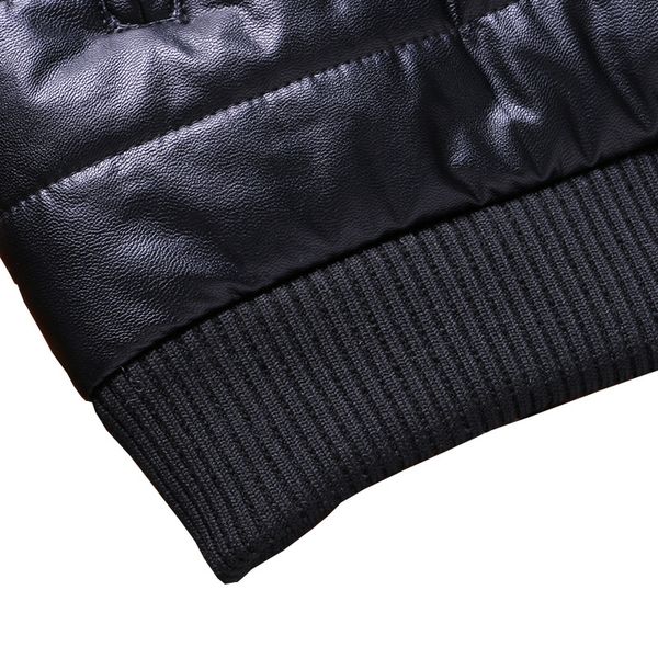 

large size winter men's windproof warm leather coat youth loose-fit plug winter jacket flight suit men's, Black