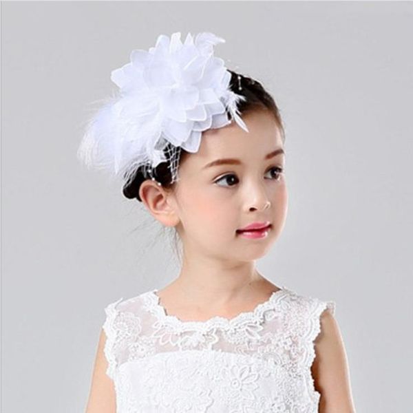 

feather, lace, big flowers, children's hairpins, headdresses, princess dancing flowers, Silver