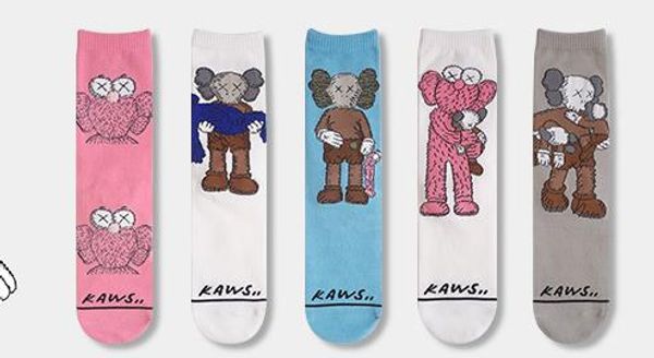 

casual animal doodle personality cotton tube socks fashion men women teens cartoon bears middle socks four season socks, Black;white