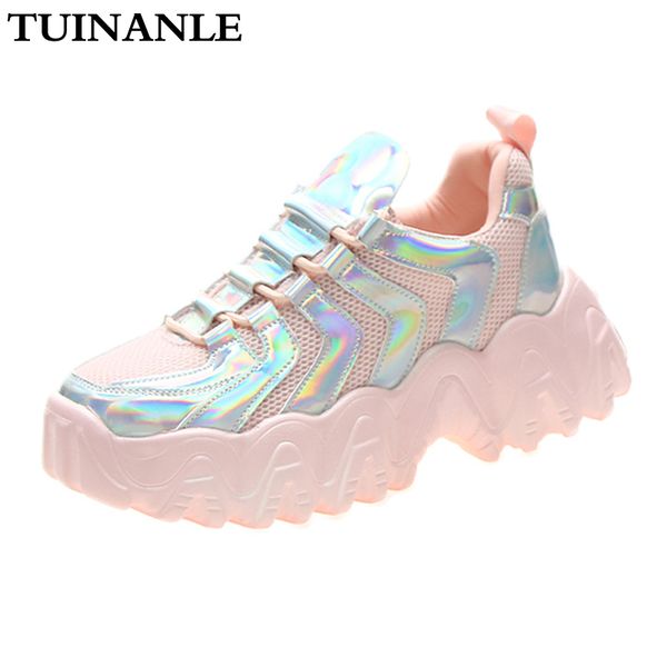 

tuinanle symphony shoes woman bling women sneakers tenis feminino comfortable breathable thick sole casual shoes y200424, Black