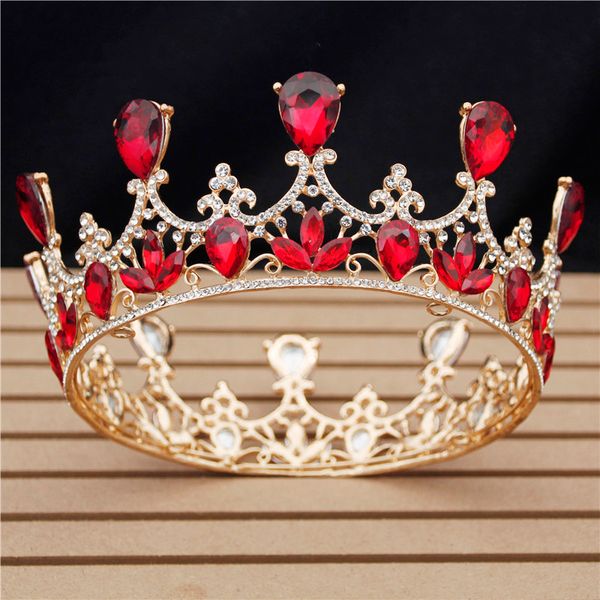 

crystal vintage wedding crown royal queen round diadem pageant crown for bride tiaras and crowns hair jewelry accessories, Golden;white