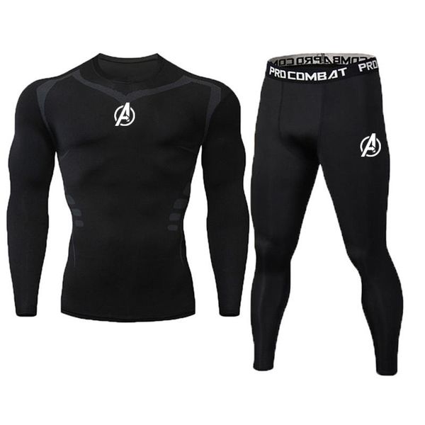 

compression men's sport suits quick dry running sets clothes sports joggers training gym fitness tracksuits running, Black;blue