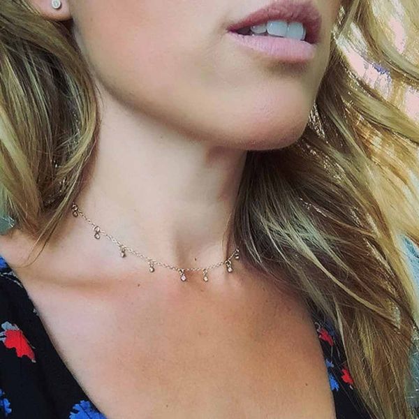 

kisswife 2018 summer necklace drops cz necklace for women charm choker for women gift, Golden;silver
