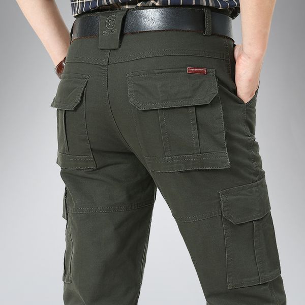 

icpans babby denim cargo pants men multi-pocket tactical army military pants casual black khaki trousers 2020