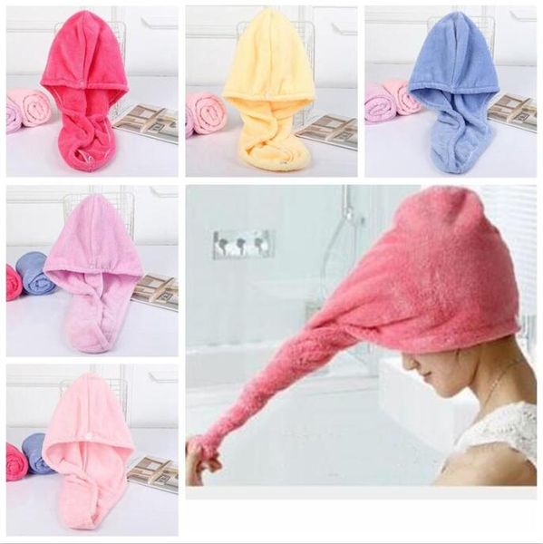 Duş Caps Sihirli Hızlı Kuru Saçlar Havlu Mikrofiber Katı Süper Kurutma Turban Başkanı Wrap Şapka Araçlar D32 Yıkanma Spa Banyo Caps