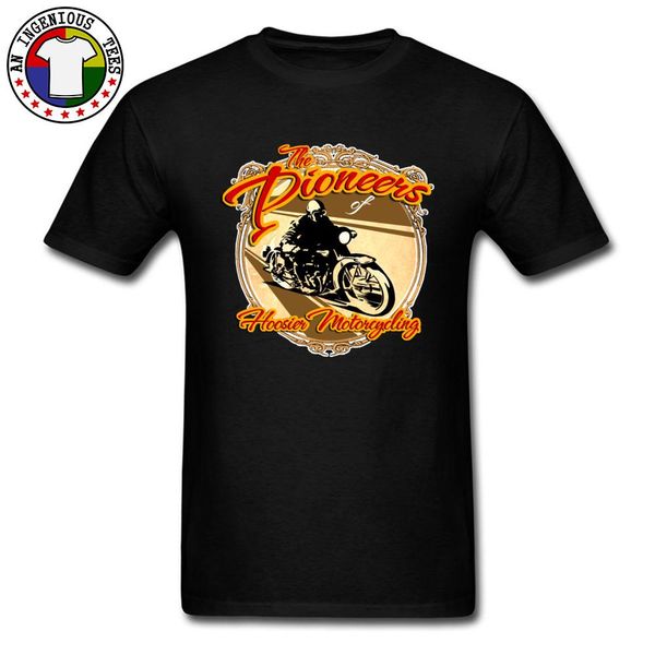 

ретро пионеры мотоциклист tshirt парням нового прибытия мужские прохладные черные футболки 100% хлопок с коротким рукавом tour футболочка, White;black