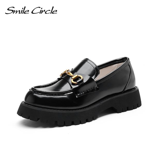

pre-sale shipped in february smile circle oxford flats platform shoes women slip-on fashion round toe casual ladies shoes, Black