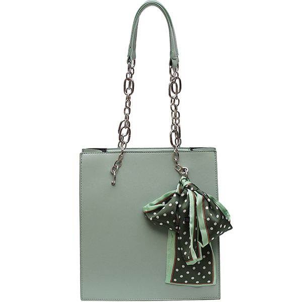 

elegant female ribbon tote bag 2019 fashion new pu leather women's handbag chain shoulder messenger bag