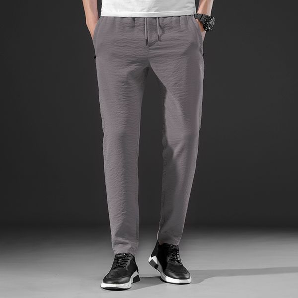 

pants men breathable classic casual long trousers men streching straight work pant male m-5xl calcas compridas masc, Black