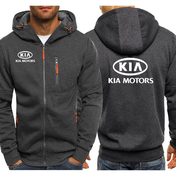 

hoodies men kia car logo print casual hip hop harajuku long sleeve hooded sweatshirts mens zipper jacket man hoody clothing, Black