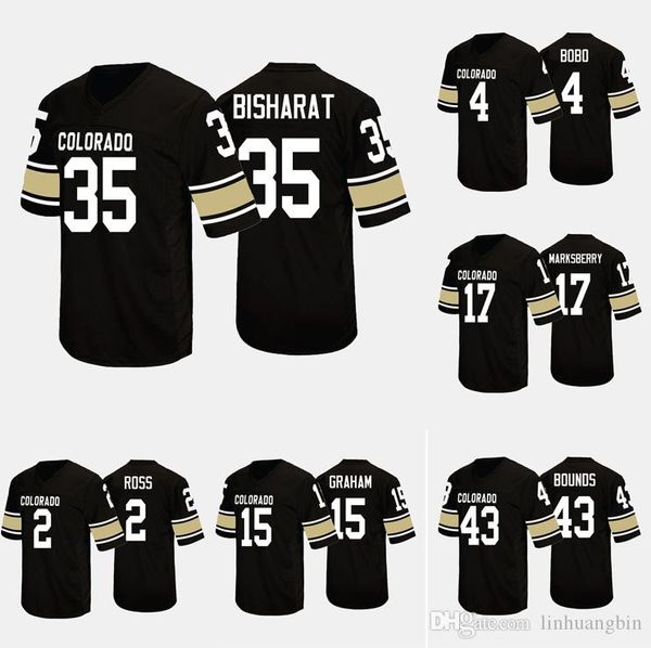 

beau bisharat stitched men's colorado buffaloes devin ross chris graham chris bounds casey marksberry college football jersey 4xl, Black