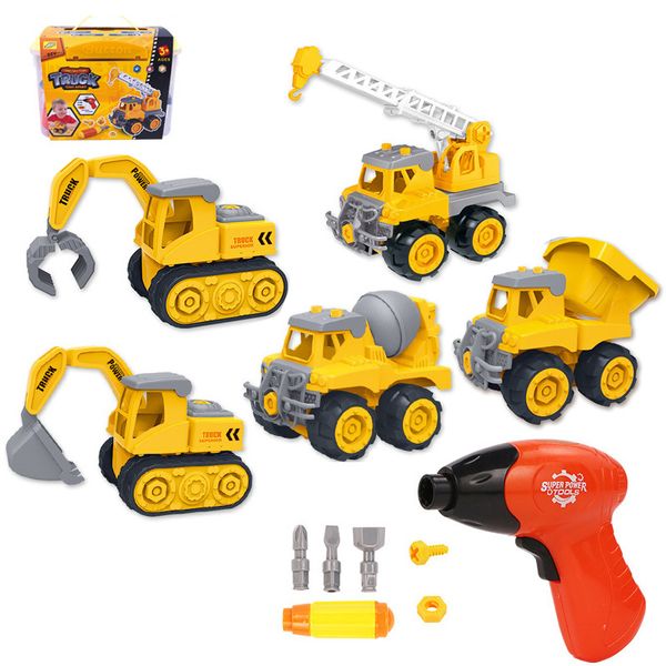 DIY montaj mühendislik araç çocuk model araba oyuncaklar, elektrikli matkap, ekskavatör, damperli kamyonlar beton kamyon, gelişim oyuncak, Noel çocuk doğum günü hediyeleri için
