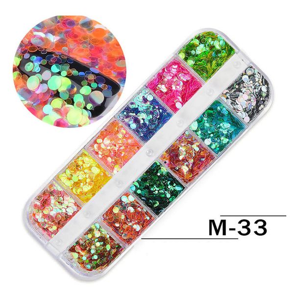 

12 slot/ box nail glitter sequins diy irregular multicolor nail art decoration @me88, Silver;gold