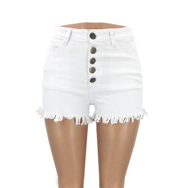 Verão espólio feminino cintura alta denim shorts franja sexy mini branco elastano curto jeans vintage borla rasgado 2020