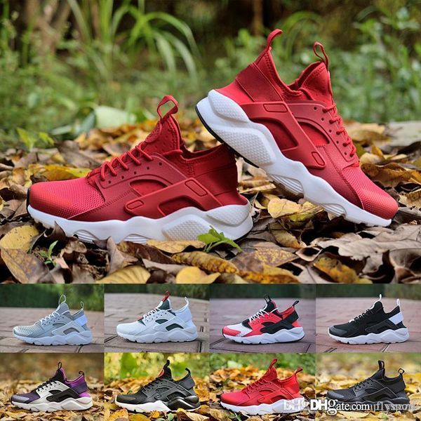 

2018 высокого качество huarache 4 кроссовок для мужчин женщины черной белой красной серых кроссовок huaraches беговых спортивной обуви